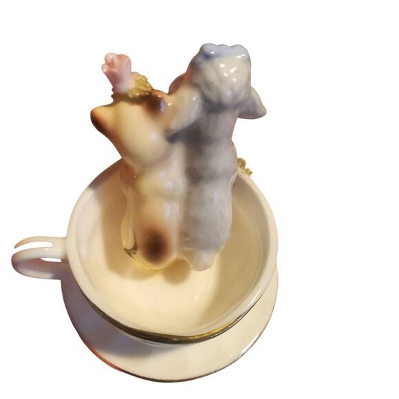 Vintage Napcoware Bone China Tea For Two Miniture Teacup With Poodle And Kitten - Picture 2 of 3